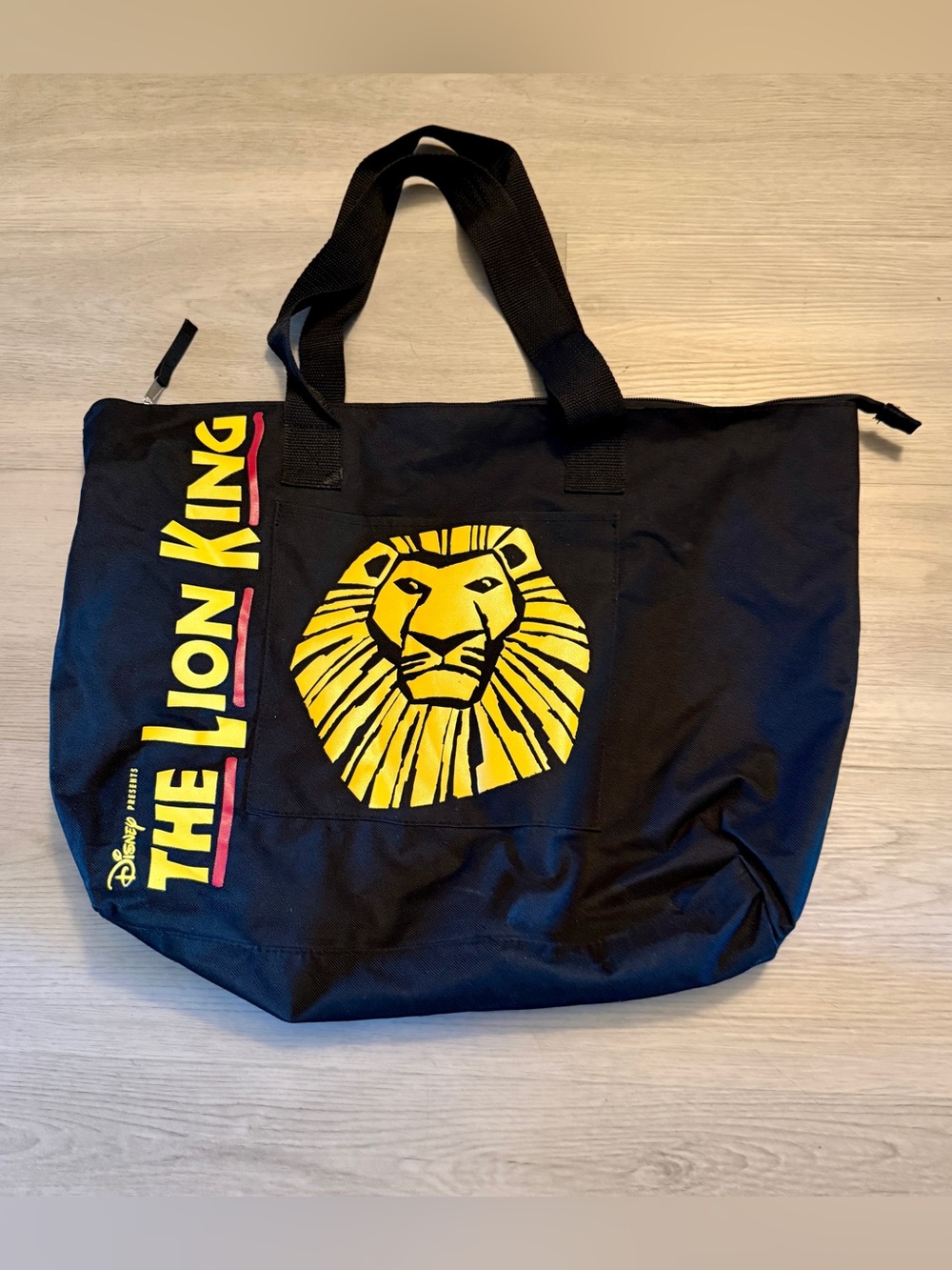 Disney The Lion King Black Broadway Musical Zip Tote Bag 18.5"x13.5"x5" Y2K